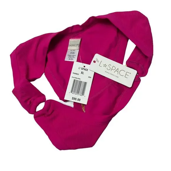 L*SPACE Vera Top Anna Bottom Bitsy Bikini Set Bougainvillea Ribbed XL NEW - Picture 10 of 12